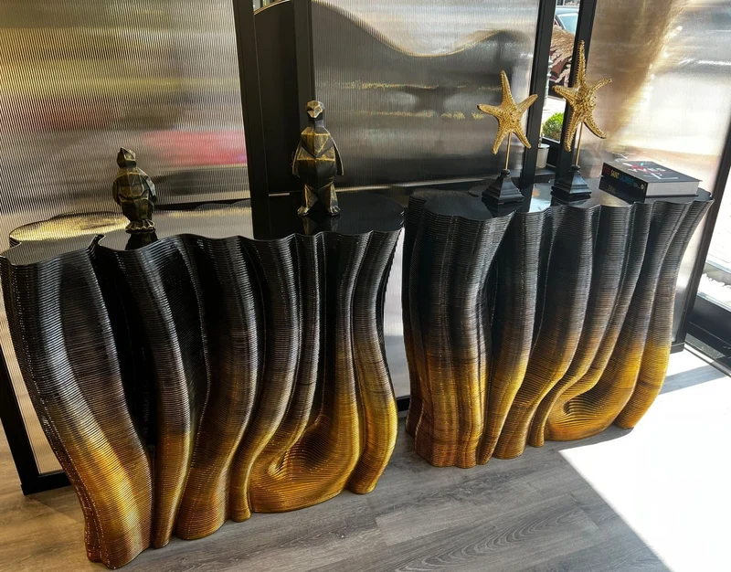 Casa Padrino Luxus Konsole Schwarz / Gold 90 x 36 x H. 90 cm - Massivholz Konsolentisch - Luxus Möbel - Hotel Möbel - Luxus Einrichtung