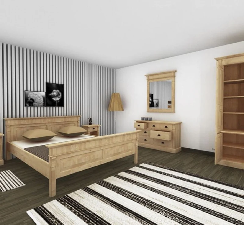 Casa Padrino Landhausstil Schlafzimmerschrank Naturfarben 120 x 59 x H. 210 cm - Massivholz Kleiderschrank mit 3 Türen und 3 Schubladen - Massivholz Schlafzimmer Möbel im Landhausstil