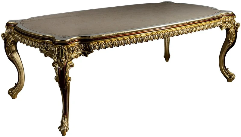 Casa Padrino Luxus Barock Esstisch 230 x 105 x H. 80 cm - Prunkvoller Massivholz Esszimmertisch - Esszimmer Möbel im Barockstil