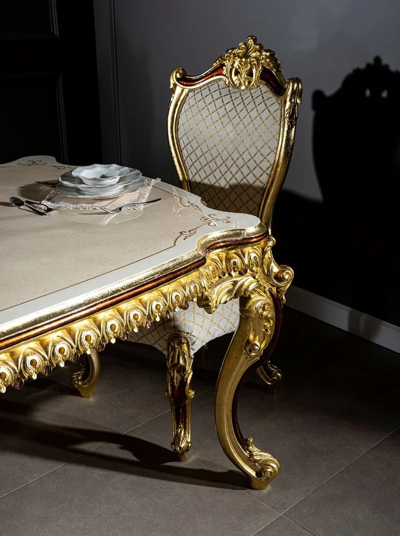Casa Padrino Luxus Barock Esstisch 230 x 105 x H. 80 cm - Prunkvoller Massivholz Esszimmertisch - Esszimmer Möbel im Barockstil