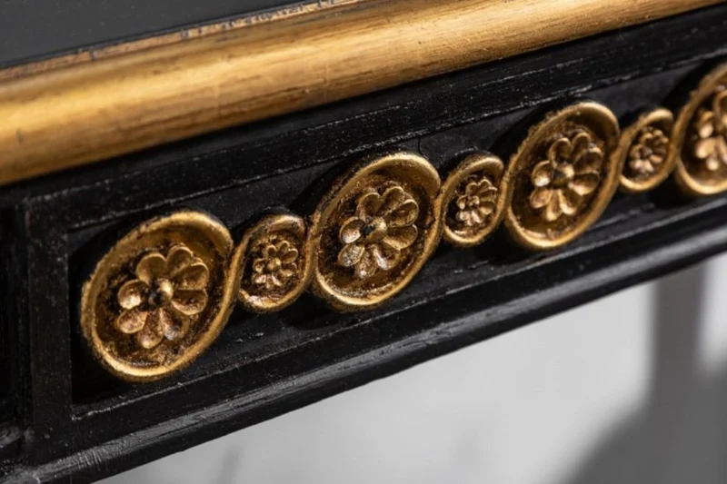 Casa Padrino Barock Konsole Schwarz / Gold 125 x 40 x H. 75,5 cm - Antik Stil Konsolentisch - Wohnzimmer Möbel im Barockstil - Barock Möbel
