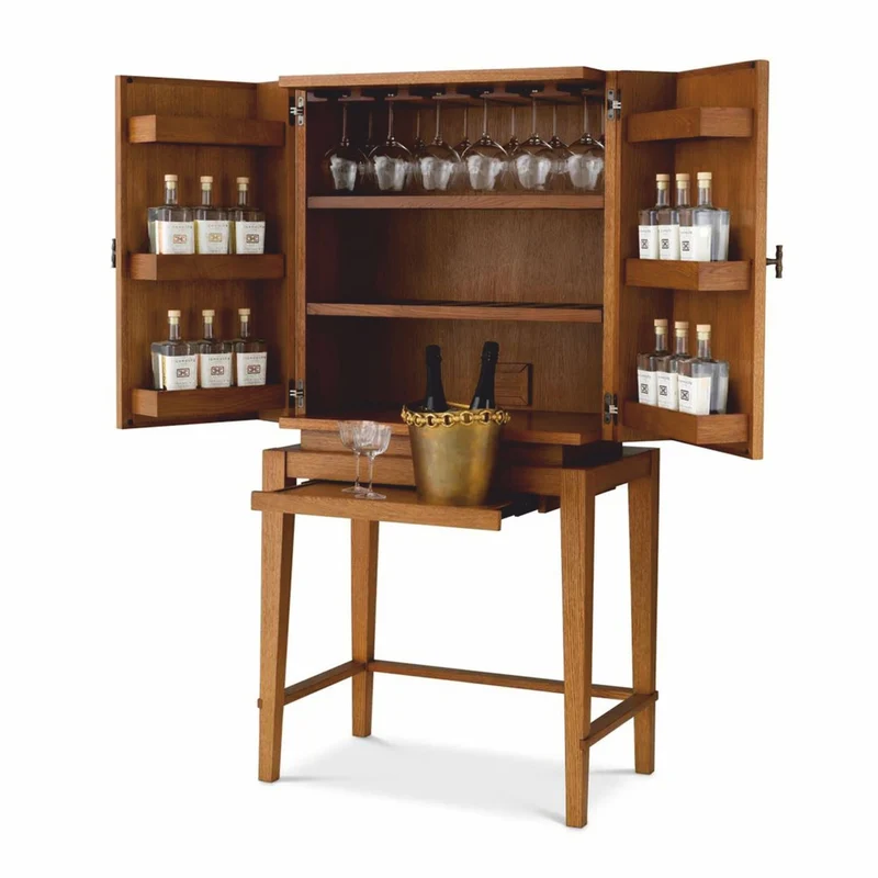 Casa Padrino Luxus Barschrank - Weinschrank mit 2 Türen Braun / Bronze H. 167,5 cm - Bar Möbel