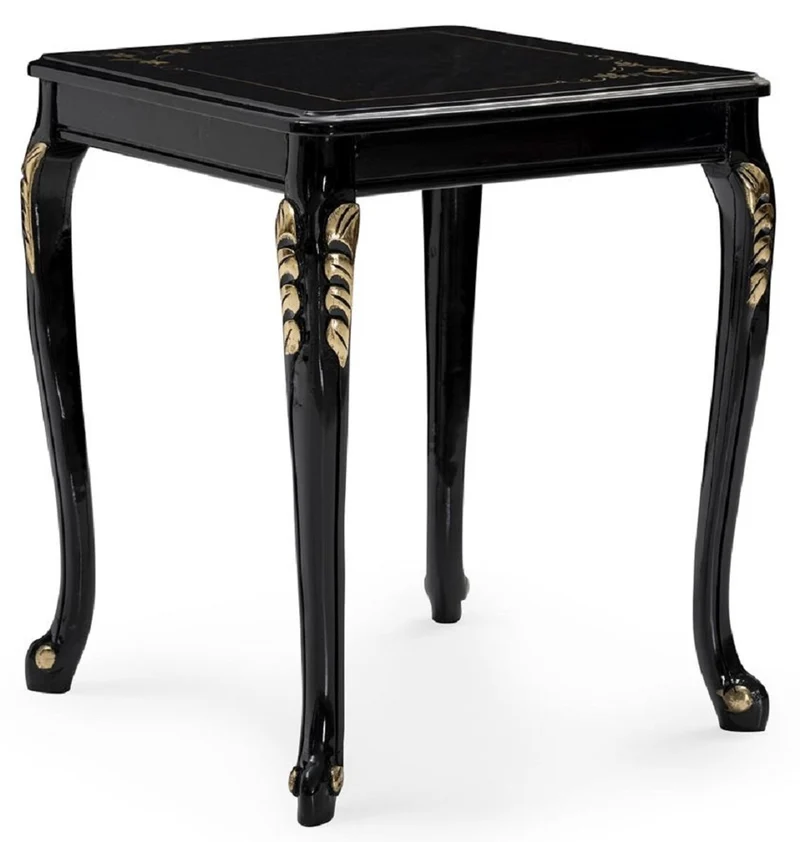 Casa Padrino Luxus Barock Wohnzimmer Set Creme / Schwarz / Gold - 2 Sofas & 2 Sessel & 1 Couchtisch & 2 Beistelltische - Handgefertigte Wohnzimmer Möbel im Barockstil - Edel & Prunkvoll