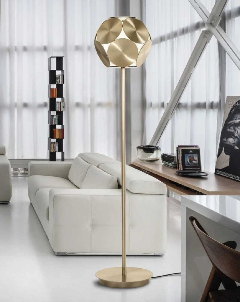 Casa Padrino Luxus LED Stehleuchte Messing Ø 35 x H. 160 cm - Runde dimmbare LED Stehlampe - Luxus Stehleuchten - Luxus Qualität - Made in Italy