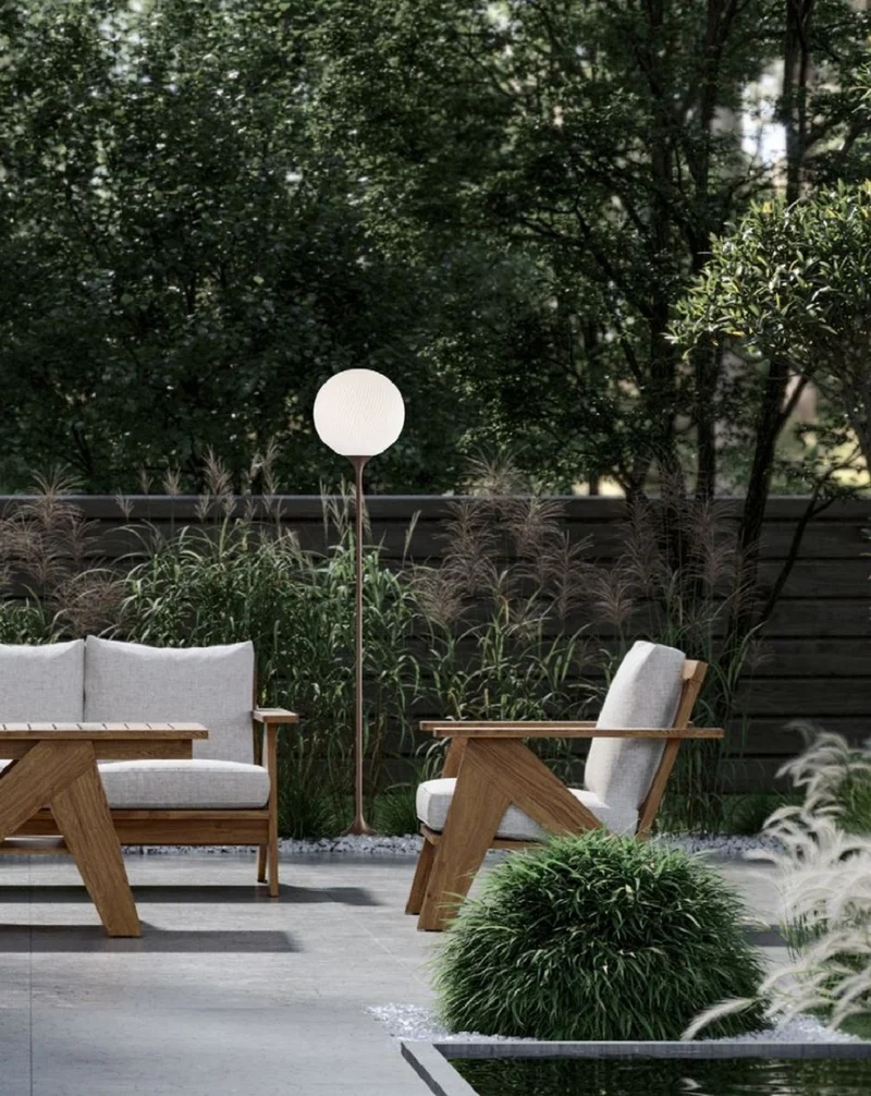 Casa Padrino Luxus Außenstehleuchte Braun / Weiß Ø 30 x H. 160 cm - Elegante Gartenlaterne - Gartenbeleuchtung - Außenbeleuchtung - Luxus Qualität - Made in Italy