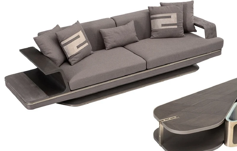 Casa Padrino Luxus Sofa Grau / Silber 290 x 94 x H. 76 cm - Wohnzimmer Sofa - Hotel Sofa - Wohnzimmer Möbel - Wohnzimmer Einrichtung - Hotel Möbel - Luxus Möbel - Luxus Einrichtung