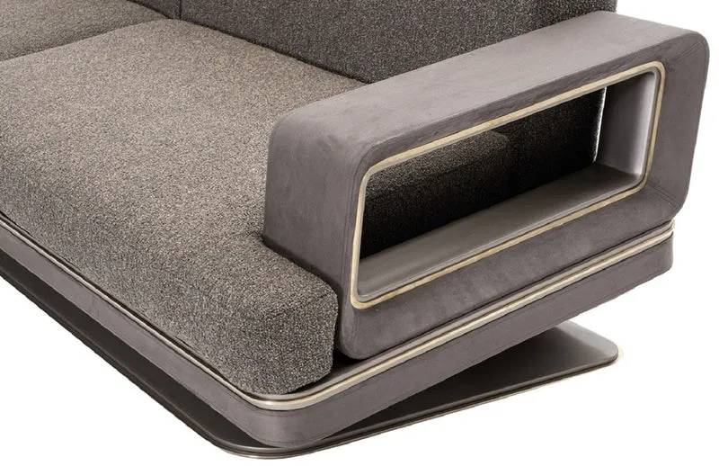Casa Padrino Luxus Sofa Grau / Silber 290 x 94 x H. 76 cm - Wohnzimmer Sofa - Hotel Sofa - Wohnzimmer Möbel - Wohnzimmer Einrichtung - Hotel Möbel - Luxus Möbel - Luxus Einrichtung
