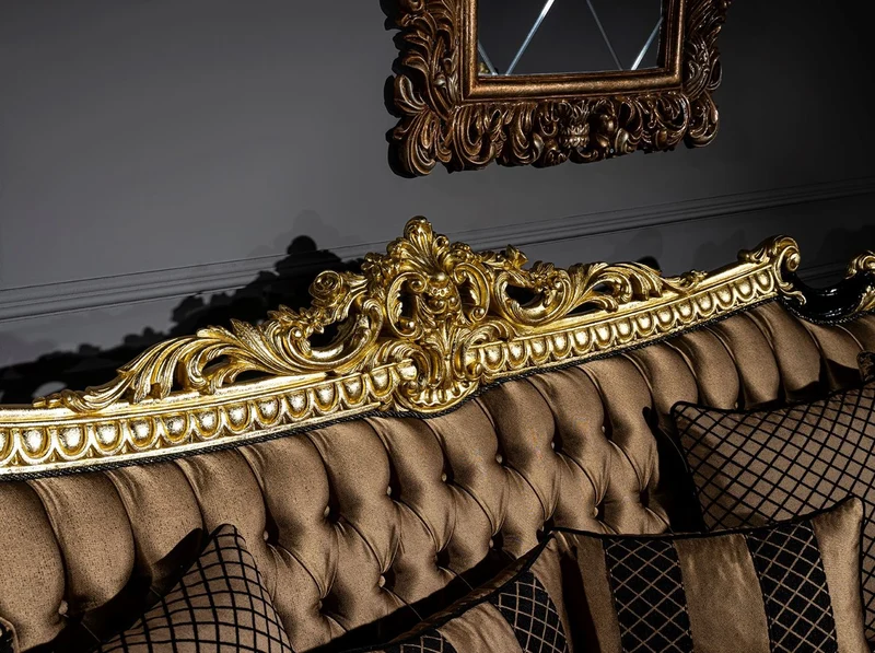 Casa Padrino Luxus Barock Sofa Braun / Schwarz / Gold 260 x 110 x H. 117 cm - Prunkvolles Wohnzimmer Sofa mit dekorativen Kissen - Edle Barock Möbel