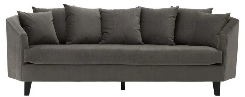 Casa Padrino Luxus Sofa mit Kissen Dunkelgrau / Schwarz 240 x 95 x H. 78 cm - Luxus Wohnzimmermöbel