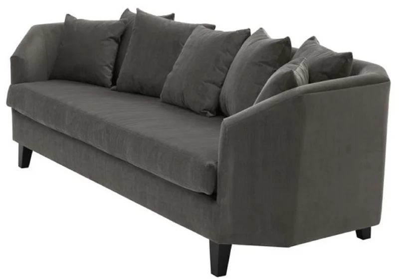 Casa Padrino Luxus Sofa mit Kissen Dunkelgrau / Schwarz 240 x 95 x H. 78 cm - Luxus Wohnzimmermöbel