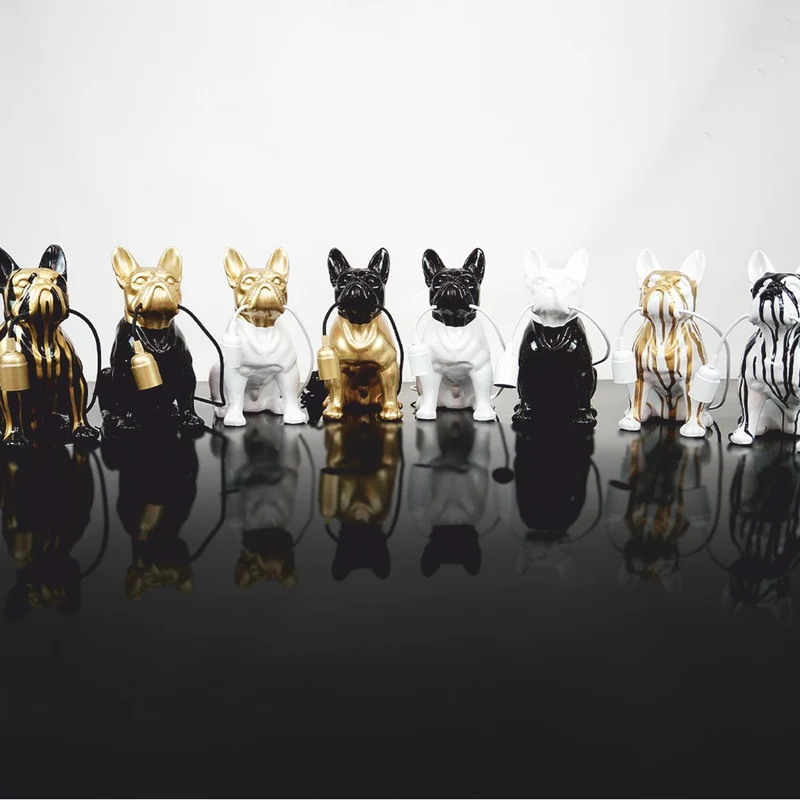 Casa Padrino Luxus Tischleuchte Bulldogge Schwarz / Gold H. 30 cm - Deko Leuchten