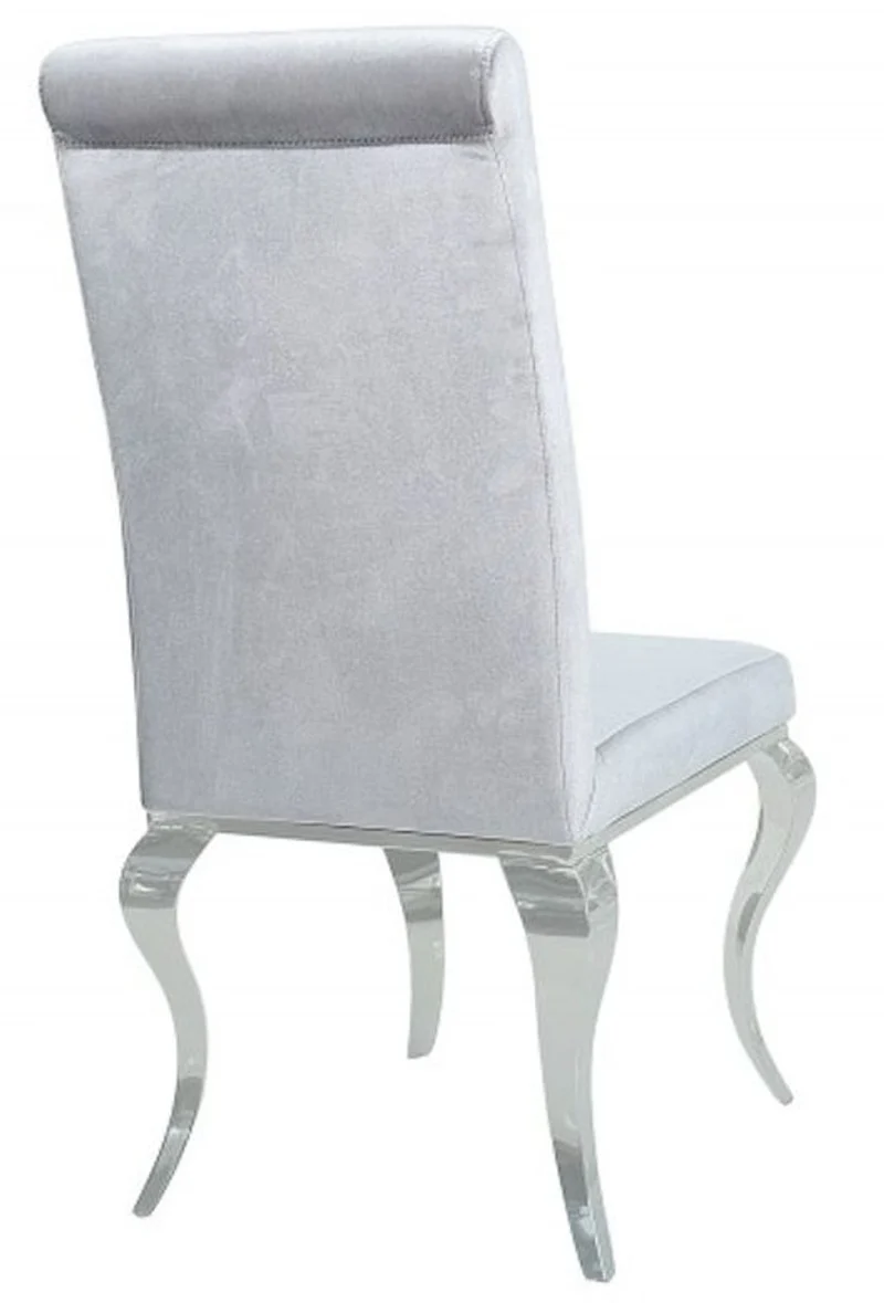 Casa Padrino Esszimmer Stuhl Silbergrau / Silber - Designer Stuhl - Modern Barock
