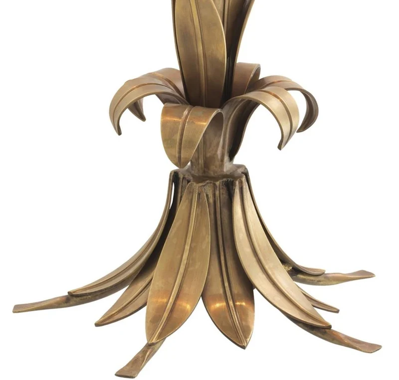 Casa Padrino Luxus Tischleuchte Vintage Messingfarben Ø 38 x H. 66,5 cm - Designer Wohnzimmerlampe im Palmen Design