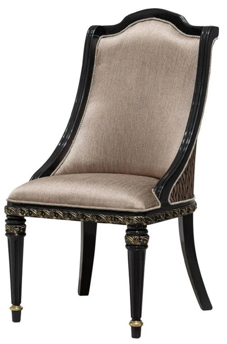 Casa Padrino Luxus Barock Esszimmer Stuhl 6er Set Silber / Schwarz / Gold - Prunkvolle Barockstil Küchen Stühle - Luxus Barockstil Esszimmer Möbel - Barock Esszimmer Möbel - Barockstil Möbel