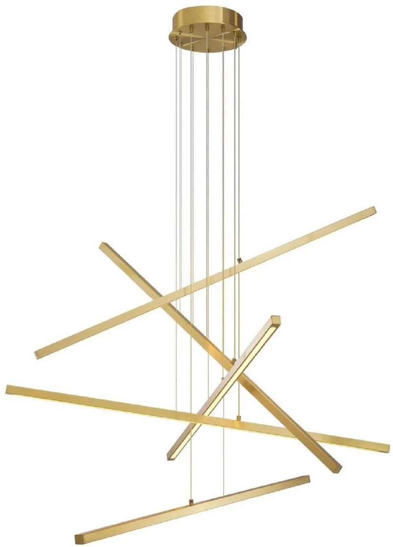 Casa Padrino Luxus LED Kronleuchter Antik Messingfarben 120 x 120 x H. 260 cm - Moderner dimmbarer und höhenverstellbarer Kronleuchter