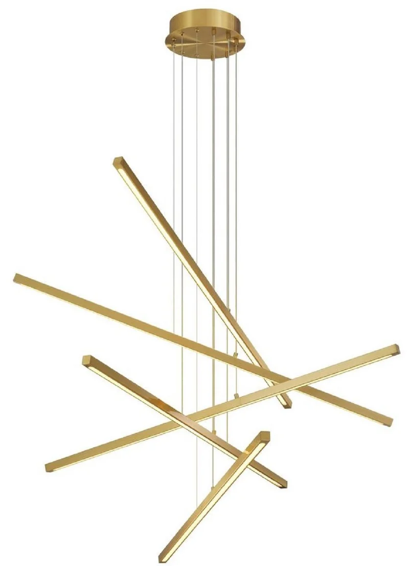 Casa Padrino Luxus LED Kronleuchter Antik Messingfarben 120 x 120 x H. 260 cm - Moderner dimmbarer und höhenverstellbarer Kronleuchter