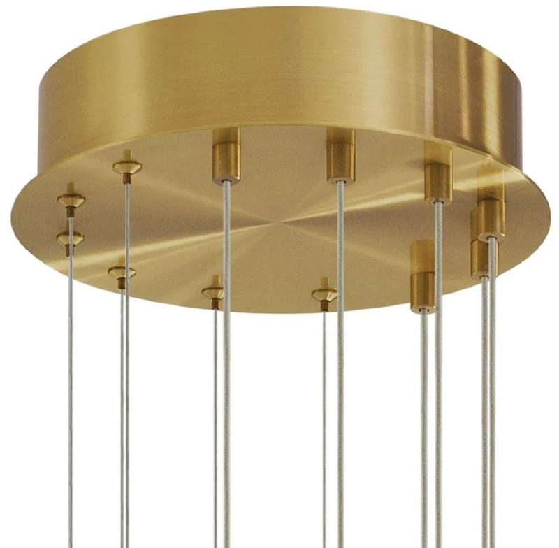 Casa Padrino Luxus LED Kronleuchter Antik Messingfarben 120 x 120 x H. 260 cm - Moderner dimmbarer und höhenverstellbarer Kronleuchter