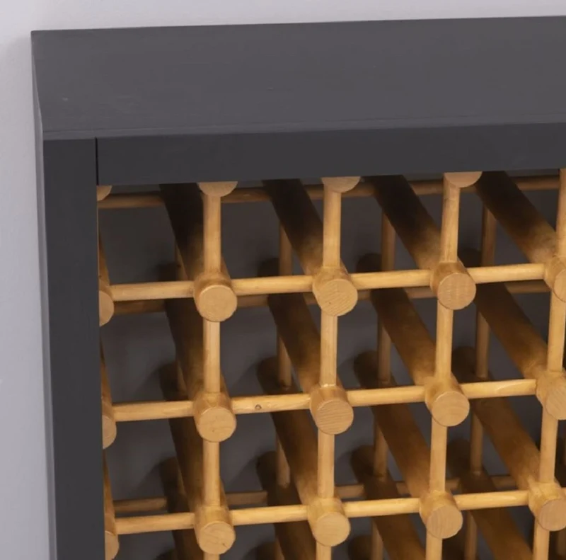 Casa Padrino Landhausstil Massivholz Weinschrank Schwarz / Naturfarben 68 x 35 x H. 68 cm - Massivholz Weinregal im Landhausstil - Massivholz Bar Möbel - Landhausstil Bar Möbel