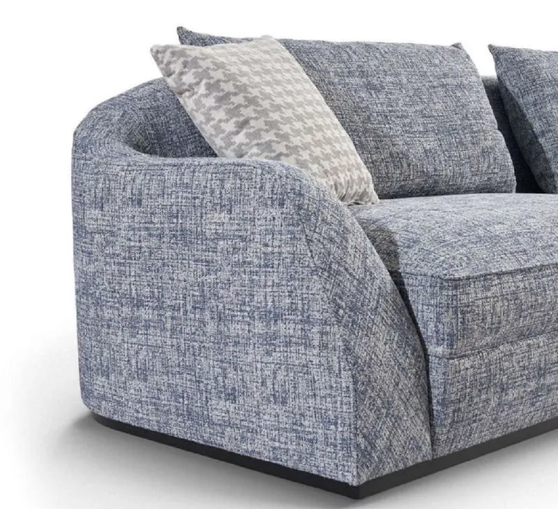 Casa Padrino Luxus Sofa Blau / Grau / Schwarz 308 x 106 x H. 83 cm - Wohnzimmer Sofa - Hotel Sofa - Wohnzimmer Möbel - Wohnzimmer Einrichtung - Hotel Möbel - Luxus Möbel - Luxus Einrichtung