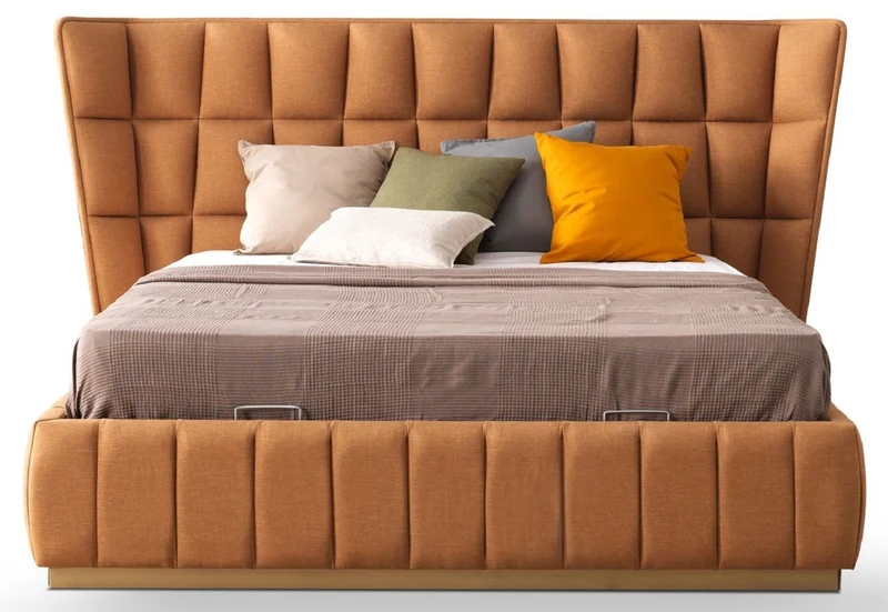 Casa Padrino Luxus Doppelbett Hellbraun / Beige 247 x 214 x H. 126 cm - Massivholz Bett - Schlafzimmer Möbel - Hotel Möbel - Luxus Möbel - Luxus Einrichtung