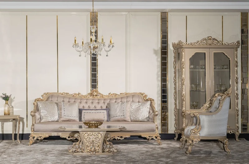 Casa Padrino Luxus Barock Wohnzimmer Sessel Silber / Grau / Gold - Handgefertigter Barockstil Sessel mit dekorativem Kissen - Luxus Wohnzimmer Möbel im Barockstil - Barock Möbel - Edel & Prunkvoll