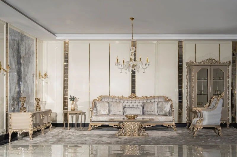 Casa Padrino Luxus Barock Wohnzimmer Sessel Silber / Grau / Gold - Handgefertigter Barockstil Sessel mit dekorativem Kissen - Luxus Wohnzimmer Möbel im Barockstil - Barock Möbel - Edel & Prunkvoll