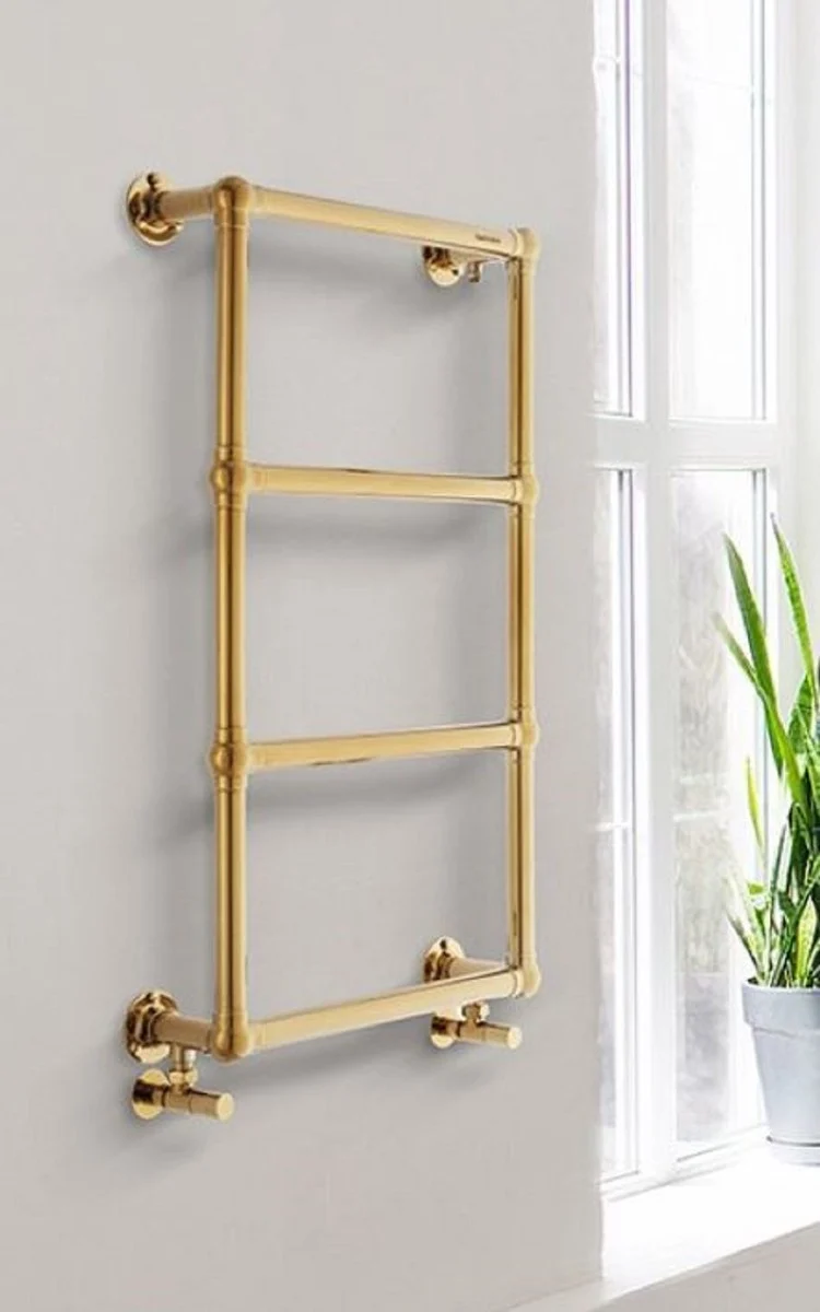 Casa Padrino Luxus Badezimmer Handtuchwärmer Messing 49,4 x 14,5 x H. 87,6 cm - Elektrischer Handtuch Wärmer - Edelstahl Handtuchheizkörper - Luxus Badezimmer Zubehör