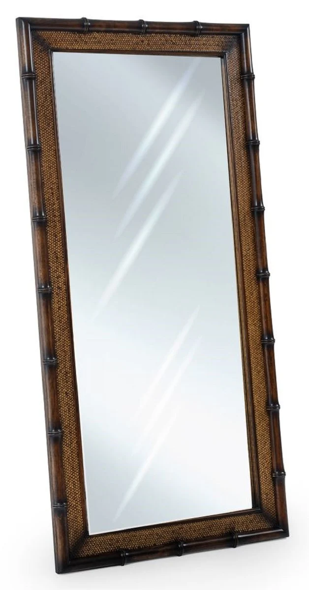 Casa Padrino Luxus Vintage Stil Wandspiegel Braun / Naturfarben 74 x 8 x H. 184 cm - Rechteckiger Massivholz Spiegel - Vintage Stil Möbel - Luxus Möbel