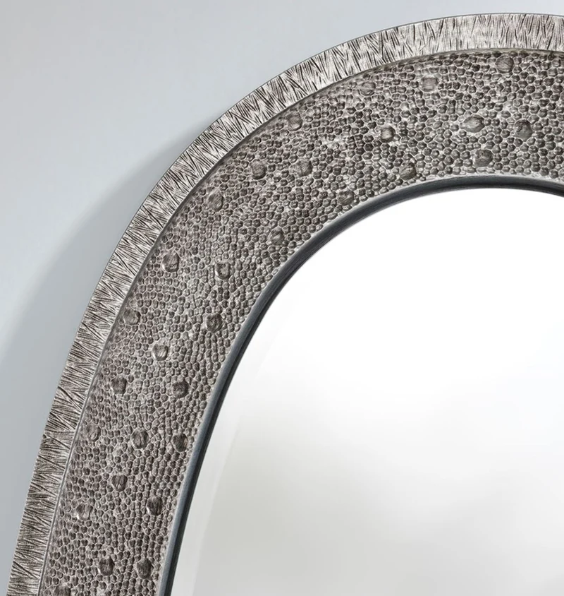 Casa Padrino Luxus Spiegel Silber 89 x 5 x H. 170 cm - Eleganter Ovaler Wandspiegel - Garderoben Spiegel - Wohnzimmer Spiegel - Luxus Deko Accessoires