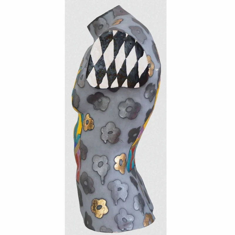 Casa Padrino Luxus Keramik Deko Männer Torso Bunt H. 62 cm - Handgefertigt & Handbemalt