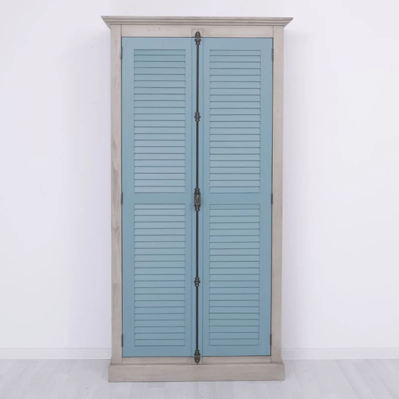 Casa Padrino Landhausstil Schlafzimmer Schrank Grau / Blau 109 cm - Schlafzimmer Möbel