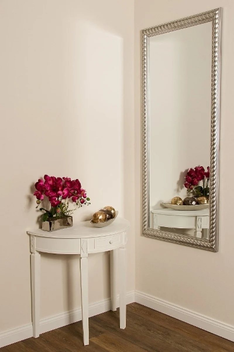 Casa Padrino Barock Wohnzimmer Wandspiegel Antik Silber 72 x H. 162 cm - Handgefertigter Spiegel im Barockstil