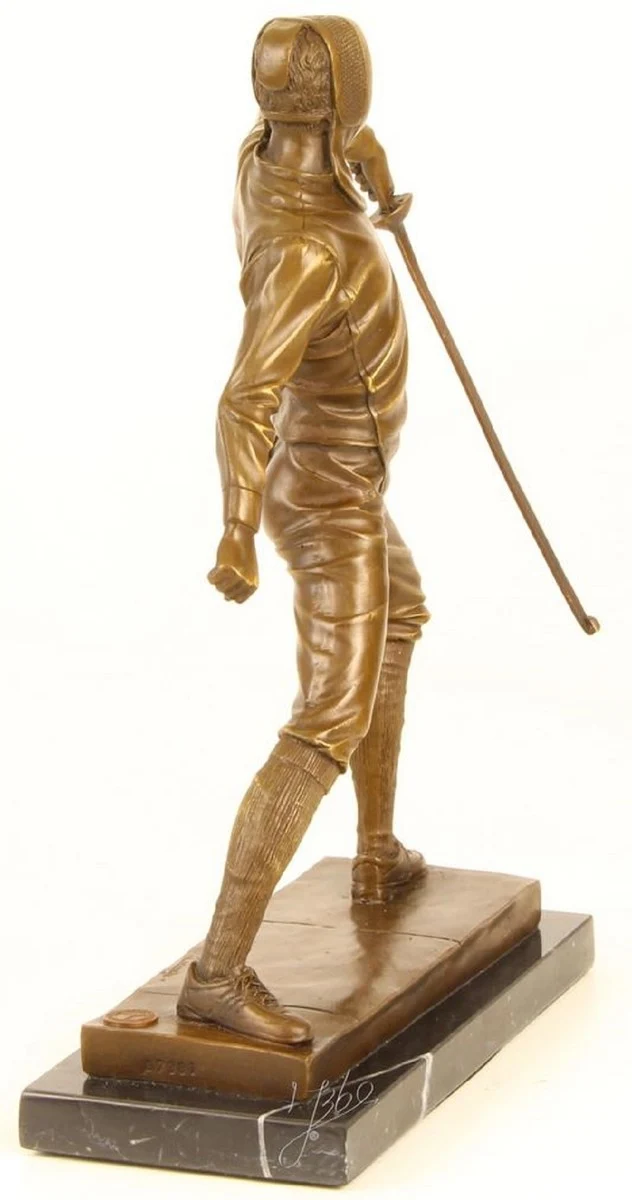 Casa Padrino Luxus Bronze Skulptur Fechter Gold / Bronze / Schwarz 21,5 x 9,5 x H. 31 cm - Bronzefigur