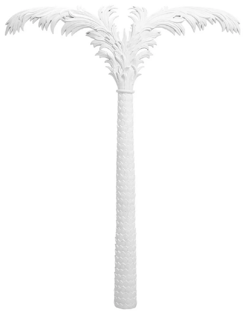 Casa Padrino Luxus Wanddeko Palme Mattweiß 260 x H. 260 cm - Kunstharz Palme - Luxus Deko Accessoires