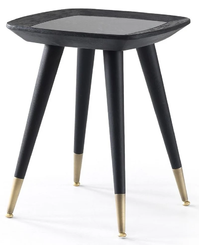 Casa Padrino Luxus Beistelltisch Schwarz / Grün / Antik Messing 45 x 45 x H. 53 cm - Quadratischer Tisch mit Marmorplatte - Wohnzimmer Möbel - Hotel Möbel - Luxus Möbel