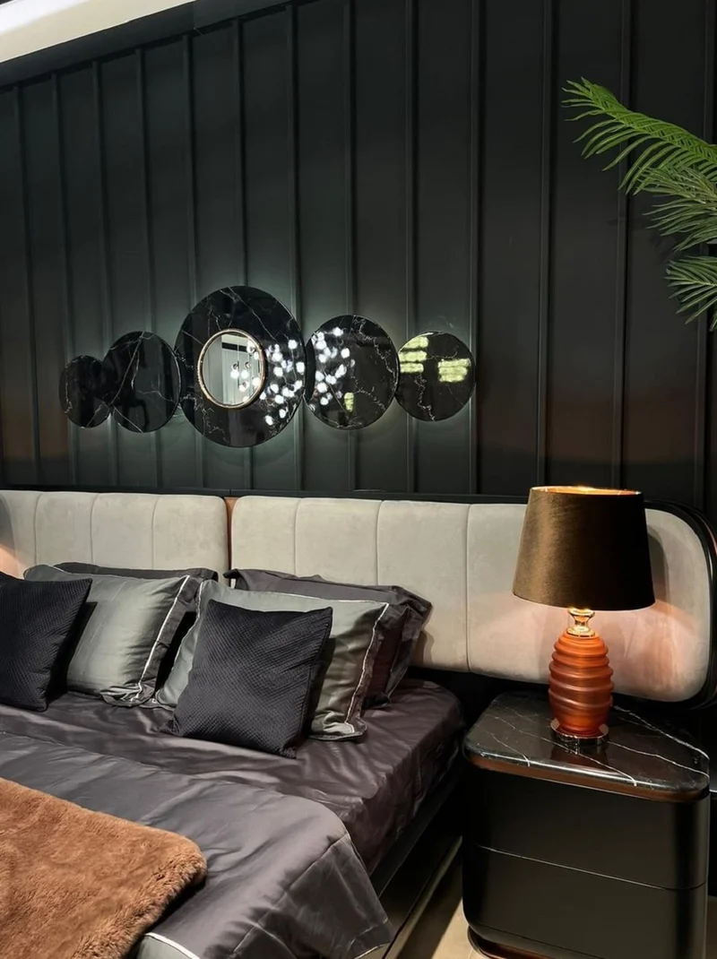 Casa Padrino Luxus Nachtkommode Schwarz / Kupfer 60 x 50 x H. 57 cm - Massivholz Nachttisch mit 2 Schubladen und Marmorplatte - Schlafzimmer Möbel - Hotel Möbel - Luxus Möbel