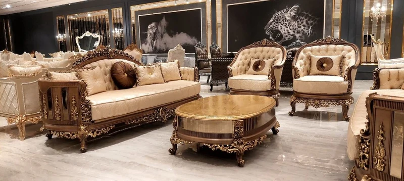 Casa Padrino Luxus Barock Wohnzimmer Sessel Gold / Braun / Gold - Handgefertigter Barockstil Sessel - Luxus Wohnzimmer Möbel im Barockstil - Barock Möbel - Edel & Prunkvoll