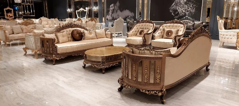 Casa Padrino Luxus Barock Wohnzimmer Sessel Gold / Braun / Gold - Handgefertigter Barockstil Sessel - Luxus Wohnzimmer Möbel im Barockstil - Barock Möbel - Edel & Prunkvoll