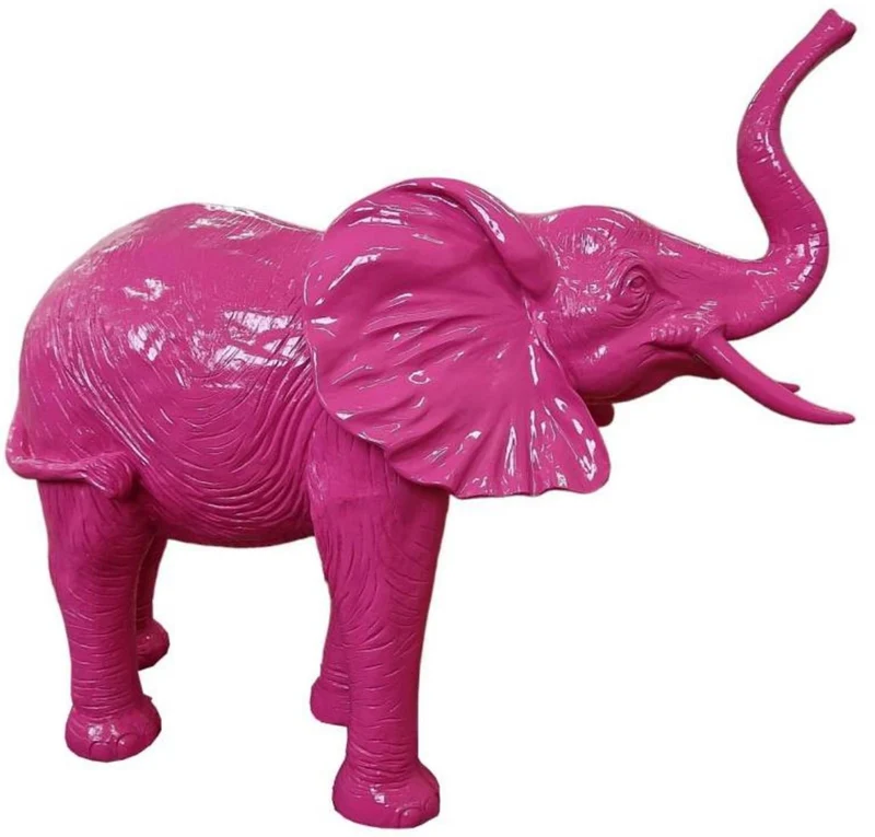 Casa Padrino Luxus Deko Skulptur Elefant Pink 160 x 66 x H. 160 cm - Große Deko Figur - XXL Deko Skulptur - XXL Deko Figur - Wohnzimmer Deko - Garten Deko - Luxus Deko XXL Figuren