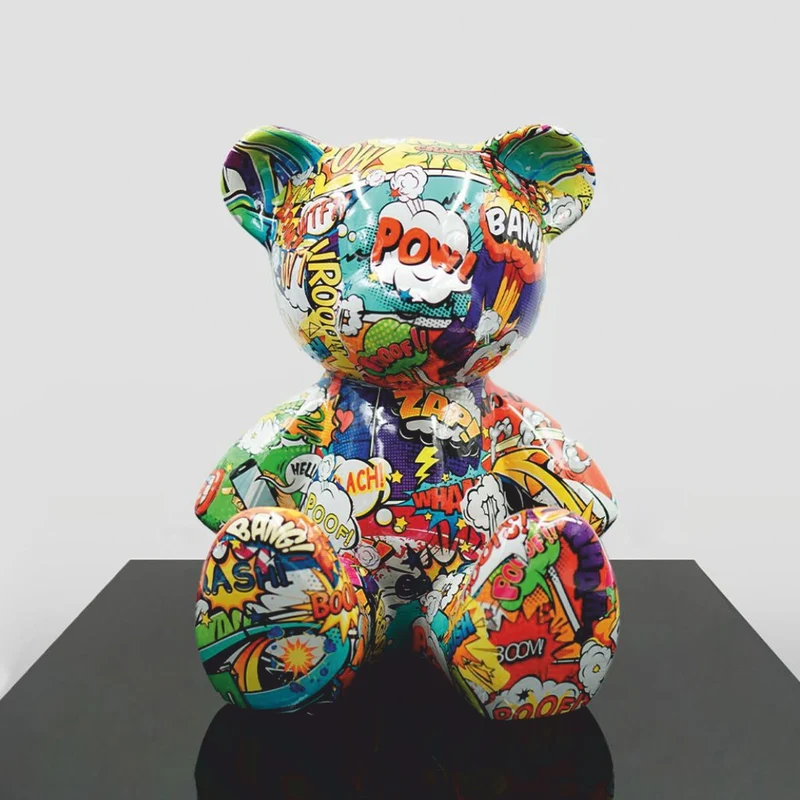 Casa Padrino Luxus Deko Figur Teddybär Bunt H. 35 cm - Deko Skulptur