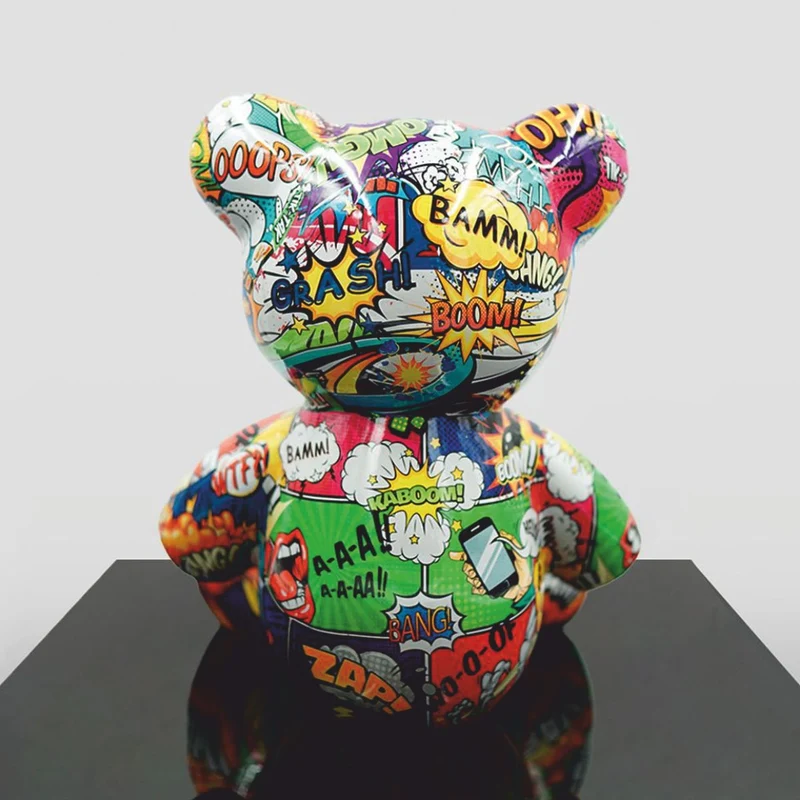 Casa Padrino Luxus Deko Figur Teddybär Bunt H. 35 cm - Deko Skulptur