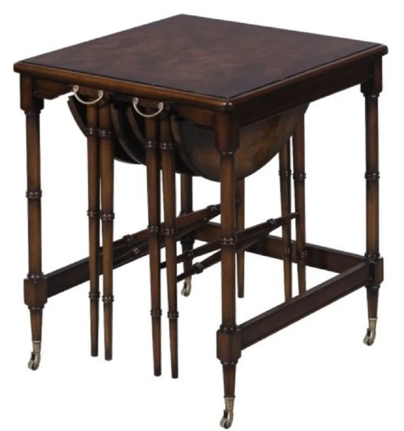 Casa Padrino Luxus Beistelltisch Set Braun / Dunkelbraun 48 x 48 x H. 59 cm - Hotel Möbel