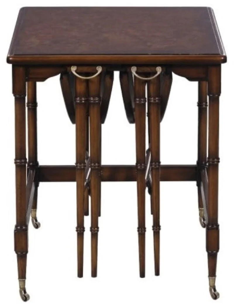 Casa Padrino Luxus Beistelltisch Set Braun / Dunkelbraun 48 x 48 x H. 59 cm - Hotel Möbel