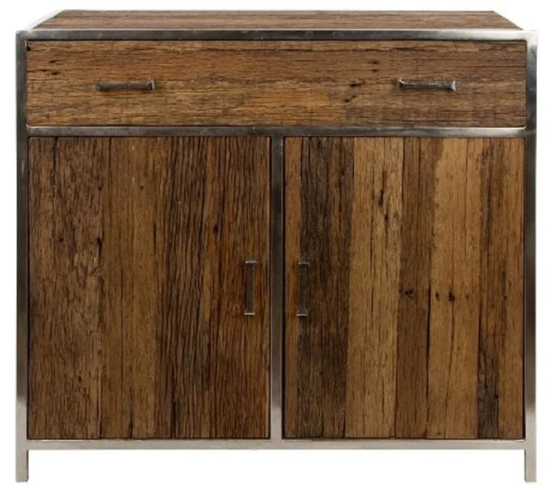 Casa Padrino Luxus Sideboard mit 2 Türen und 1 Schublade Braun / Silber 90 x 40 x H. 86 cm - Luxus Möbel