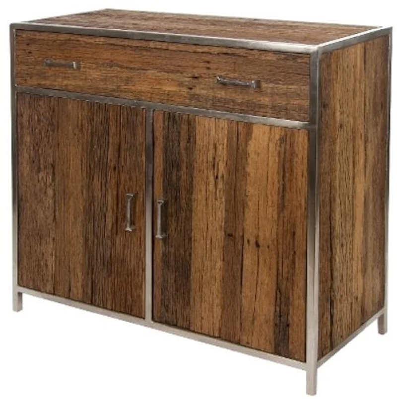 Casa Padrino Luxus Sideboard mit 2 Türen und 1 Schublade Braun / Silber 90 x 40 x H. 86 cm - Luxus Möbel