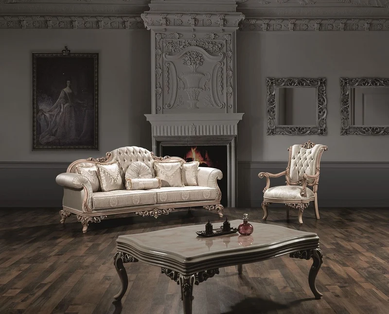 Casa Padrino Luxus Barock Couchtisch Creme / Beige 120 x 80 x H. 50 cm - Prunkvoller Wohnzimmertisch mit Glasplatte