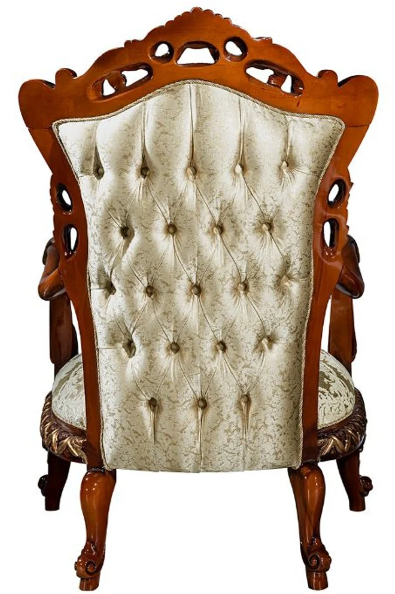 Casa Padrino Luxus Barock Wohnzimmer Set Gold / Braun / Bronze - 2 Sofas & 2 Sessel & 1 Couchtisch - Wohnzimmer Möbel im Barockstil - Edel & Prunkvoll