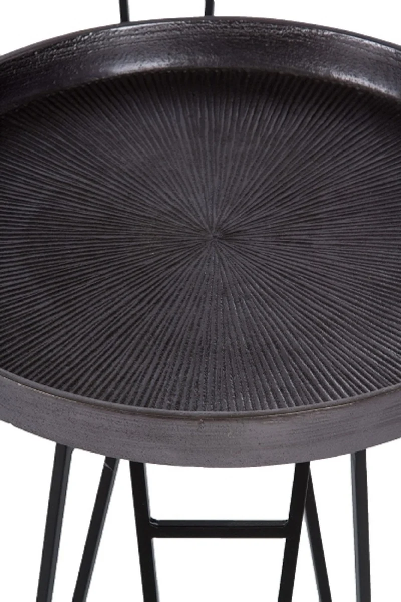 Casa Padrino Luxus Wohnzimmer Beistelltisch Set Bronze / Silber / Grau Ø 50 x H. 60 cm - Runde Metall Beistelltische