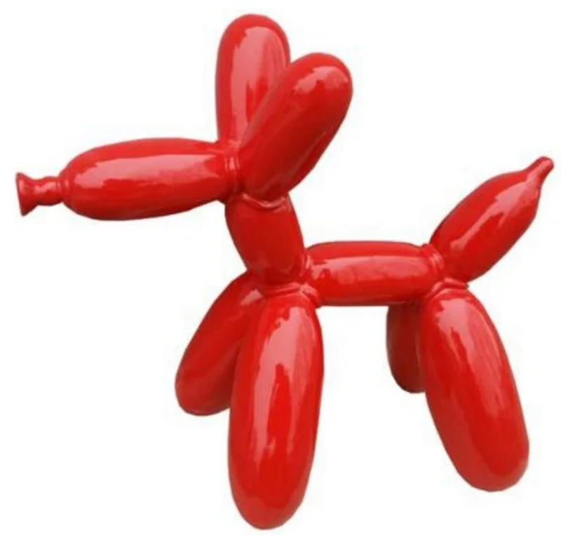 Casa Padrino Luxus Designer Deko Skulptur Ballon Hund Rot 100 cm - Große Deko Figur - XXL Deko Skulptur - XXL Deko Figur - Wohnzimmer Deko - Garten Deko - Luxus Figuren