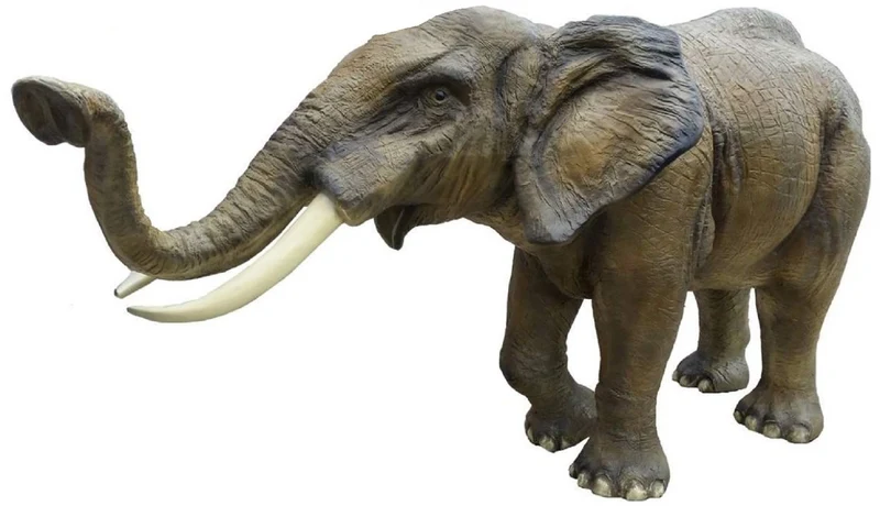 Casa Padrino Luxus Deko Skulptur Elefant Grau / Braun 410 x 155 x H. 223 cm - Riesige Garten Deko XXL Skulptur - Lebensgroße Garten Deko XXL Figur - Luxus XXL Garten Skulpturen